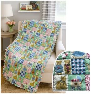 Colorful Patchwork Animals , Teddy bears  & carriage Lightweight Quilt.